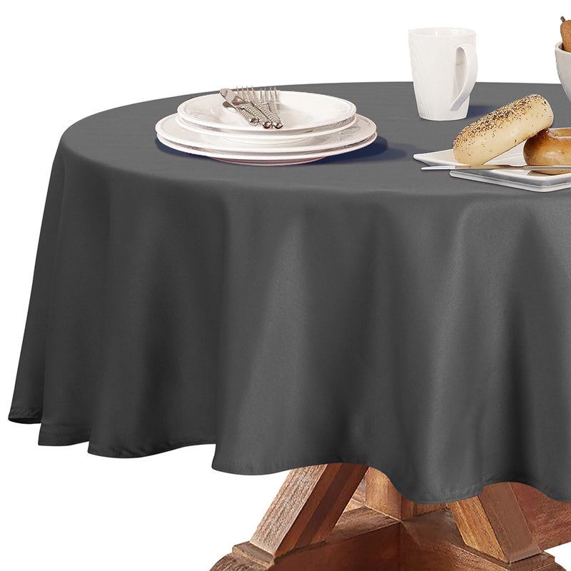 Obstal 210GSM Round Table Cloth, Water Resistance Microfiber Tablecloth, Decorative Fabric Circular Table Cover for Outdoor and Indoor Use (Grey, 60 Inch Diameter) - Image 1